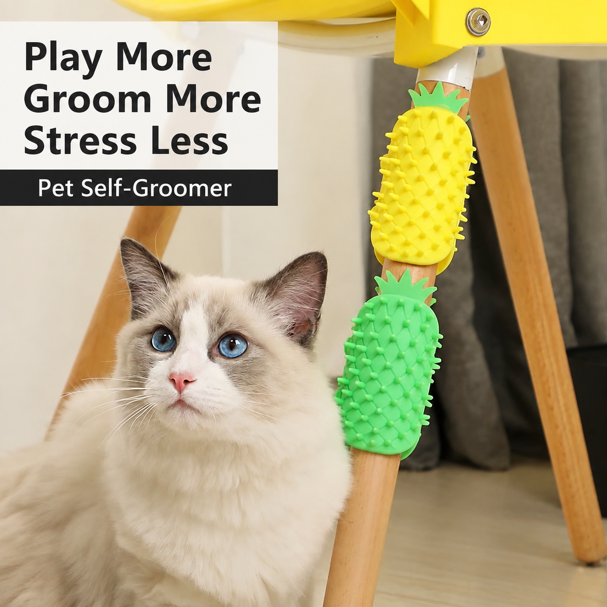 Pineapple Cat Self Grooming Brush 2 Pack – Silicone Cat Massage Brush & Hair Remover – product image 9