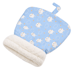 Blue plush cat cave bed on a clean background