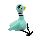 Angled view of blue plush duck dog toy