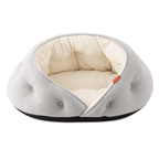 Gray plush wraparound pet bed on a clean background