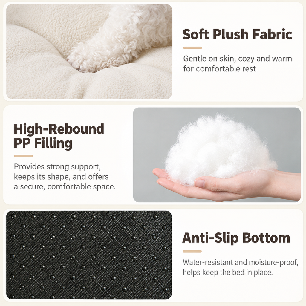 Close view of the material on the plush wraparound pet bed
