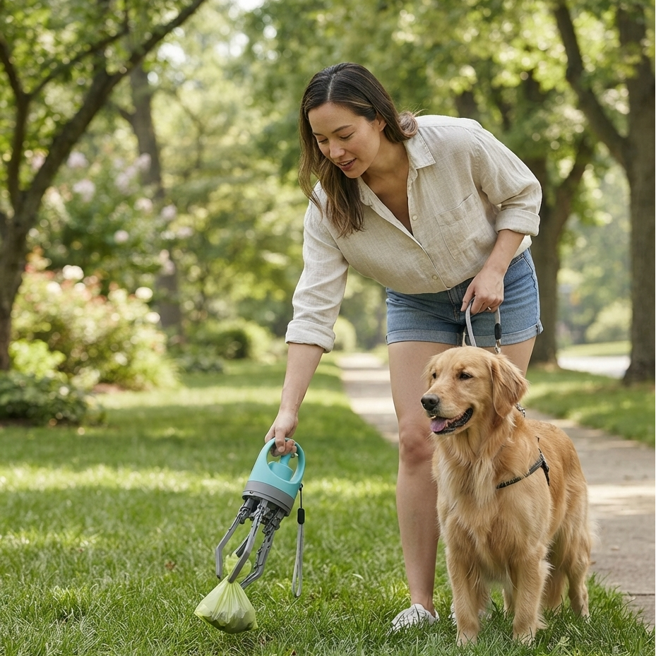 Portable Dog Pooper Scooper – One – Handed Pet Waste Picker & Bag Holder