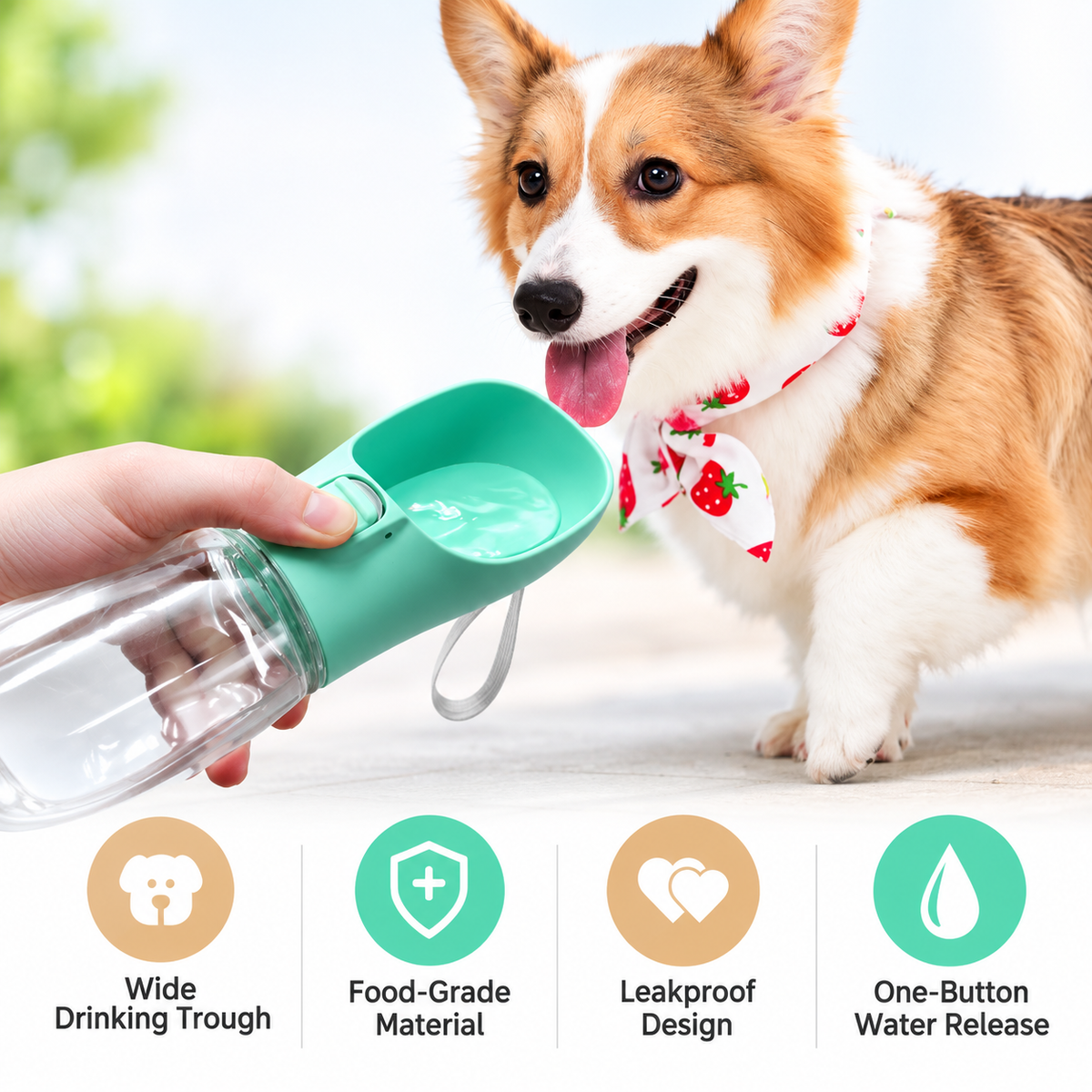 Portable Dog Water Bottle – Leakproof Travel Water Bowl for Dogs & Cats – product image 2