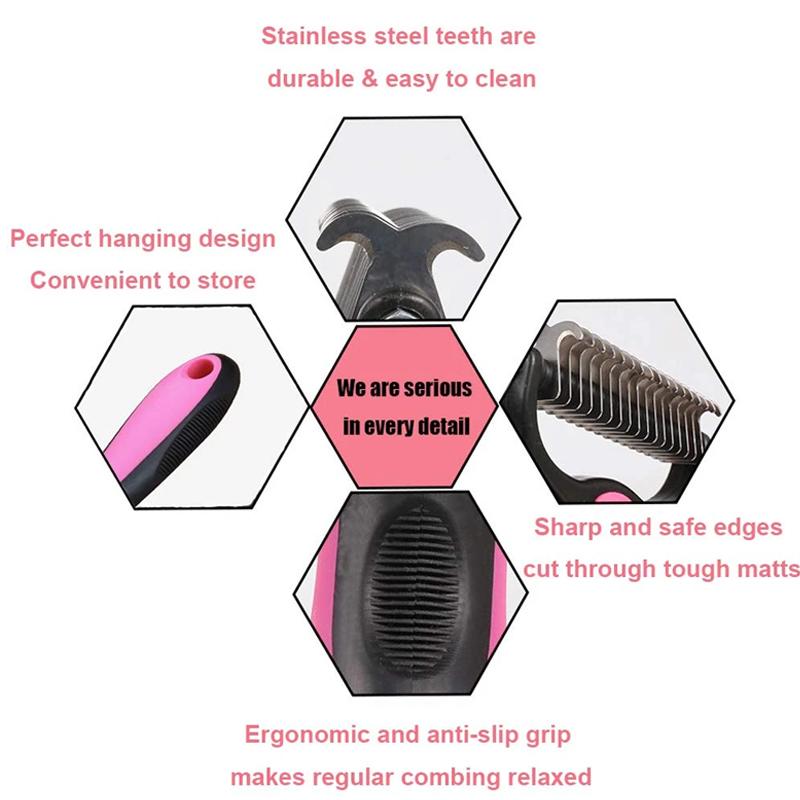 Professional Pet Undercoat Deshedding Tool – Safe Grooming Brush – product image 8