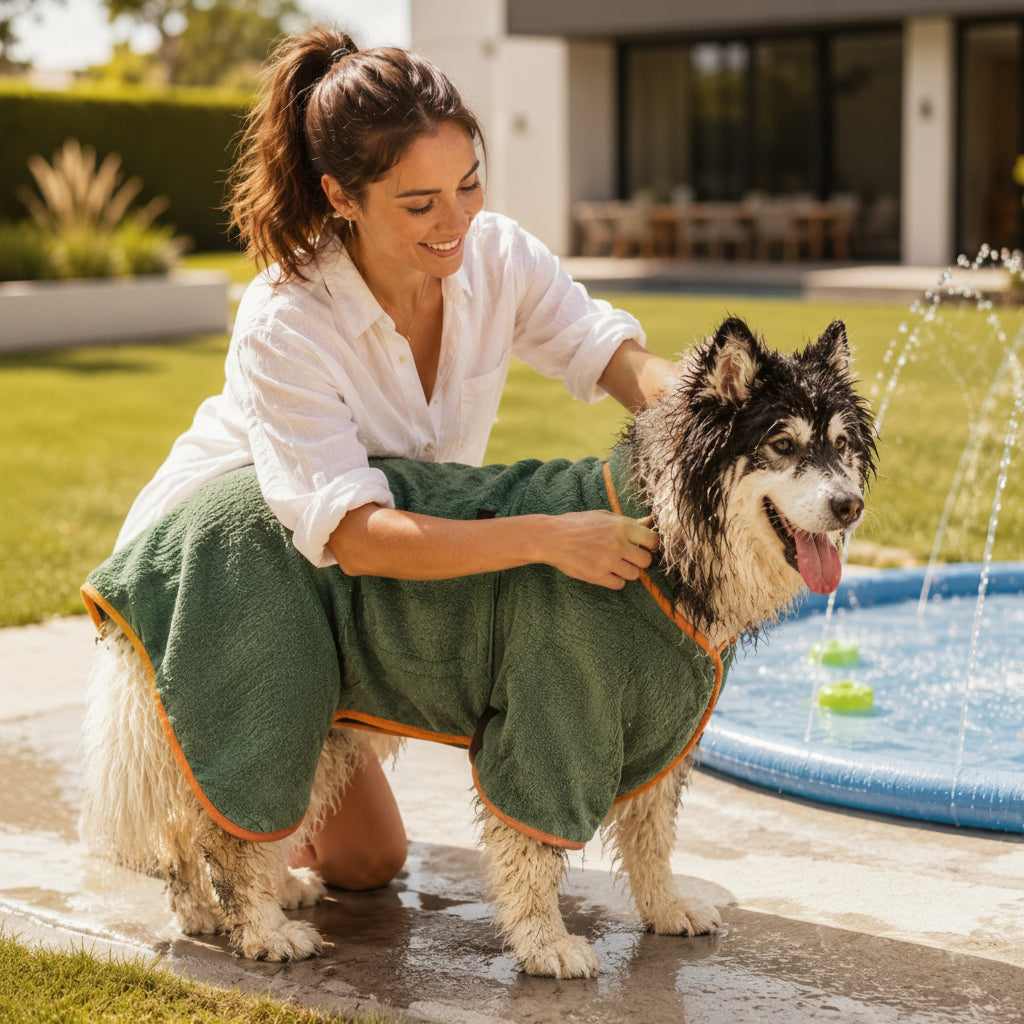 Quick Dry Dog Bathrobe Towel – Absorbent Microfiber Pet Drying Robe – product image 2