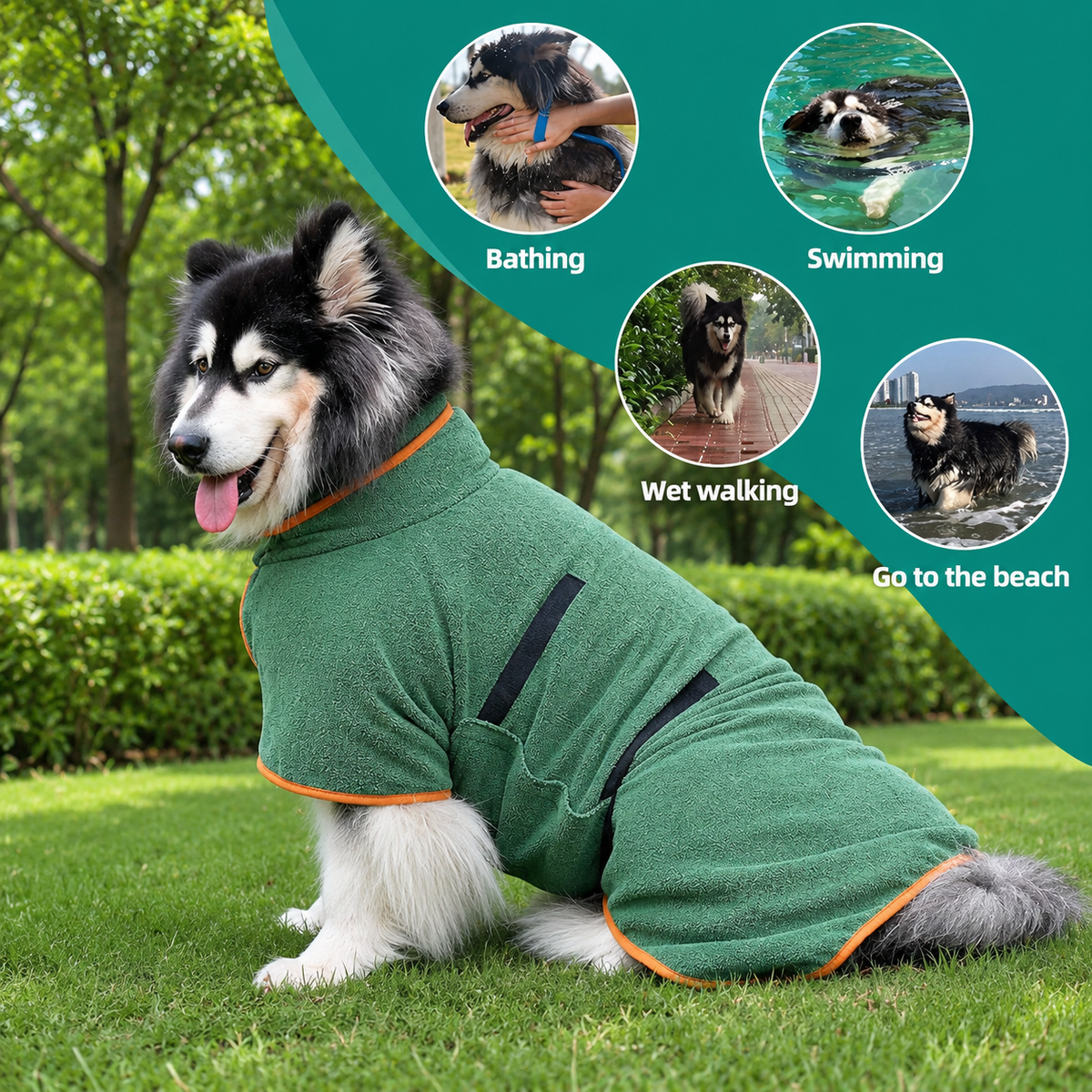 Quick Dry Dog Bathrobe Towel – Absorbent Microfiber Pet Drying Robe – product image 4