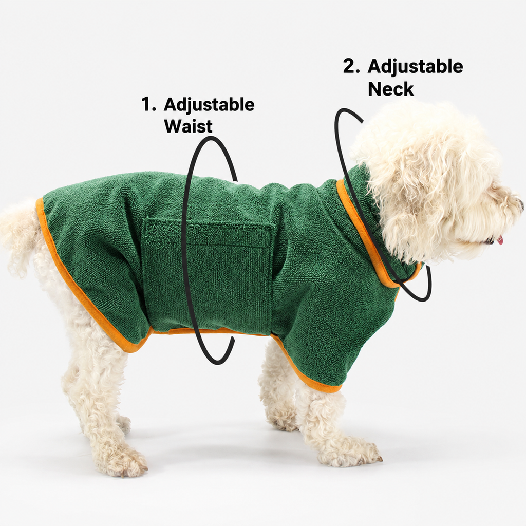 Quick Dry Dog Bathrobe Towel – Absorbent Microfiber Pet Drying Robe – product image 5