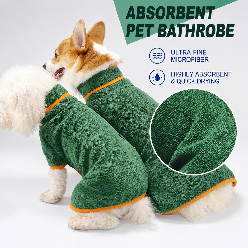Quick Dry Dog Bathrobe Towel – Absorbent Microfiber Pet Drying Robe – product image 6