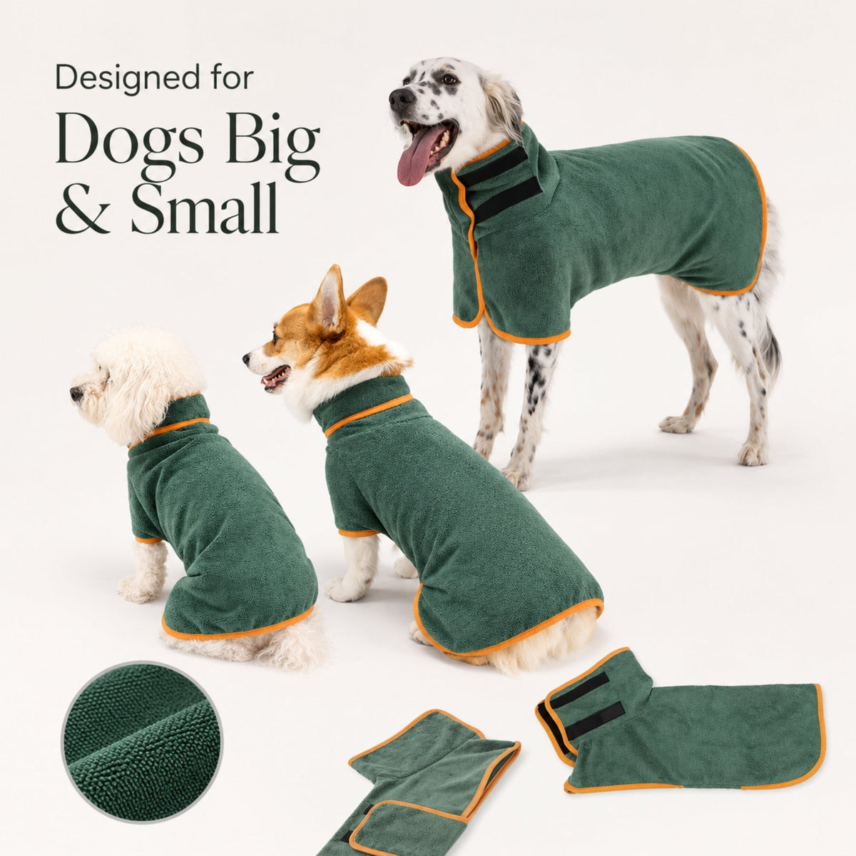 Quick Dry Dog Bathrobe Towel – Absorbent Microfiber Pet Drying Robe – product image 8