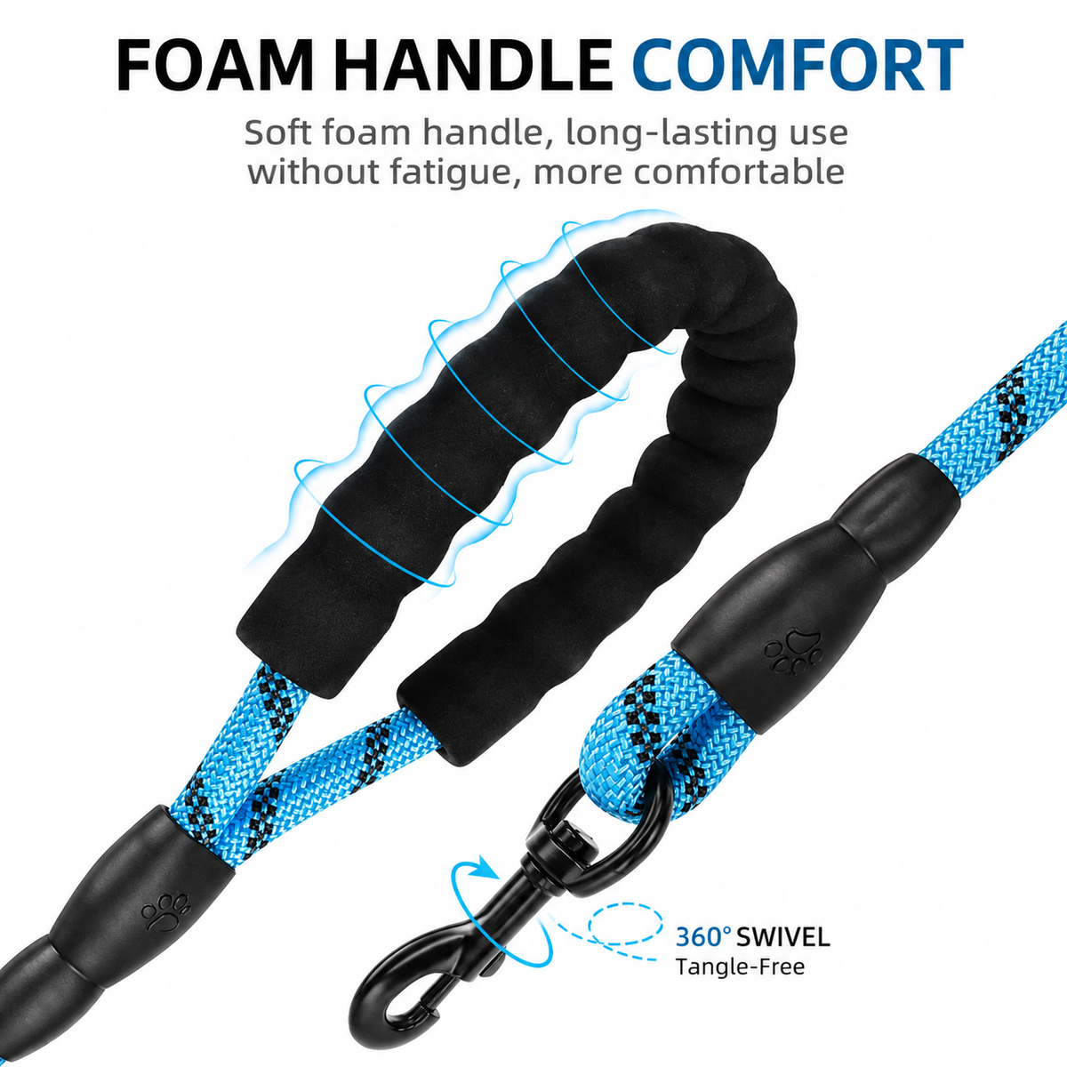 Reflective Dog Leash – Padded Handle – Heavy Duty Rope For Strong Dogs – product image 4