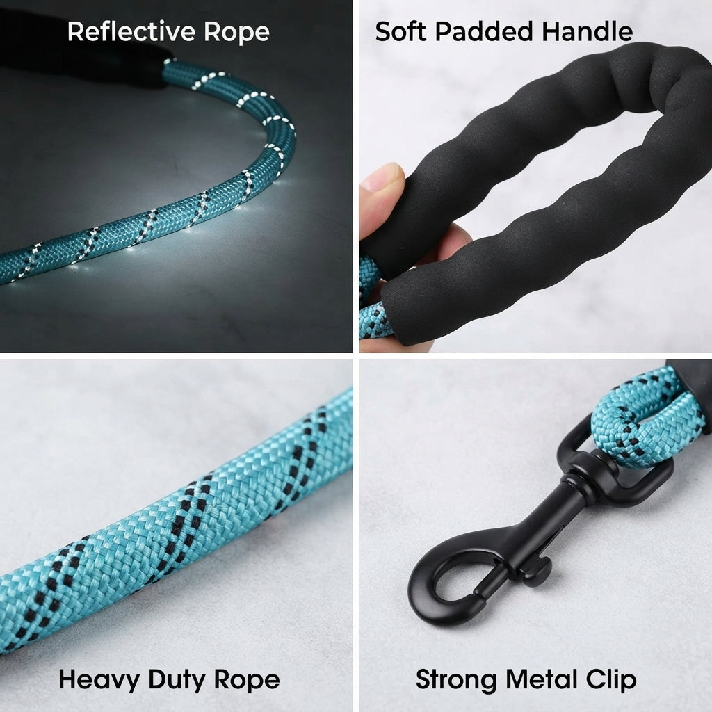 Reflective Dog Leash – Padded Handle – Heavy Duty Rope For Strong Dogs – product image 6
