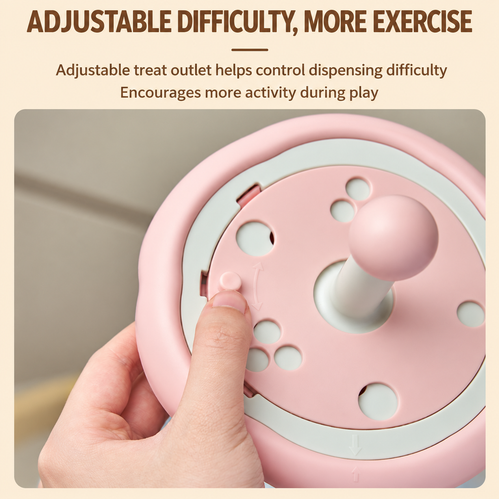 Adjustable openings on the rotating pet puzzle feeder