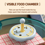 Close view of the food chamber on the rotating pet puzzle feeder