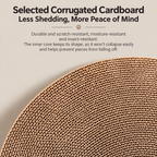Close view of the cardboard on the round cat scratcher bed