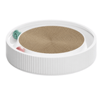 White round cat scratcher bed on a clean background