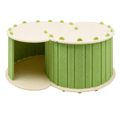 Green semi-enclosed cat tunnel bed on a clean background