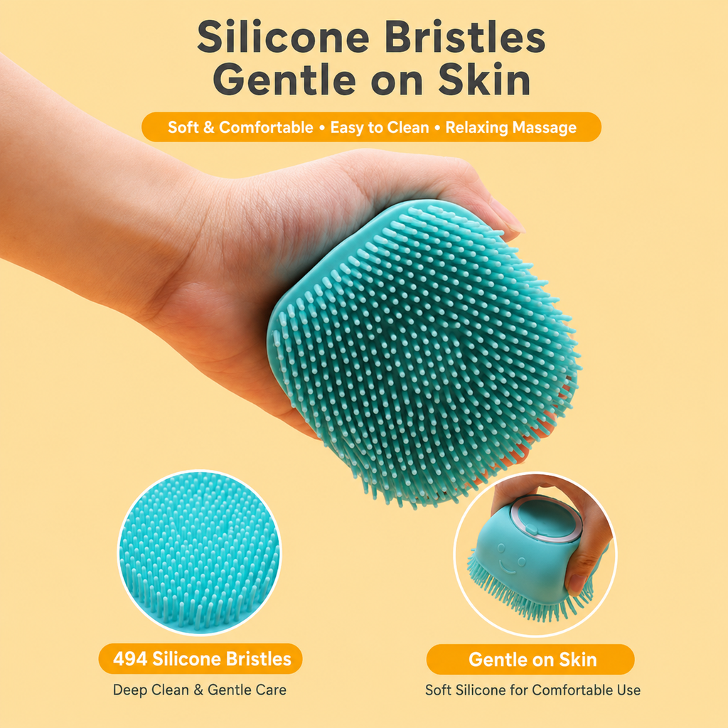 Silicone Pet Bath Brush – Shampoo Dispenser for Dogs & Cats Grooming – product image 4