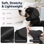 Soft dog ear cover in dark gray with fabric, edging and stretch closeups.