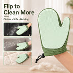 Spray pet grooming glove showing the ribbed reverse side used on clothes and upholstery.