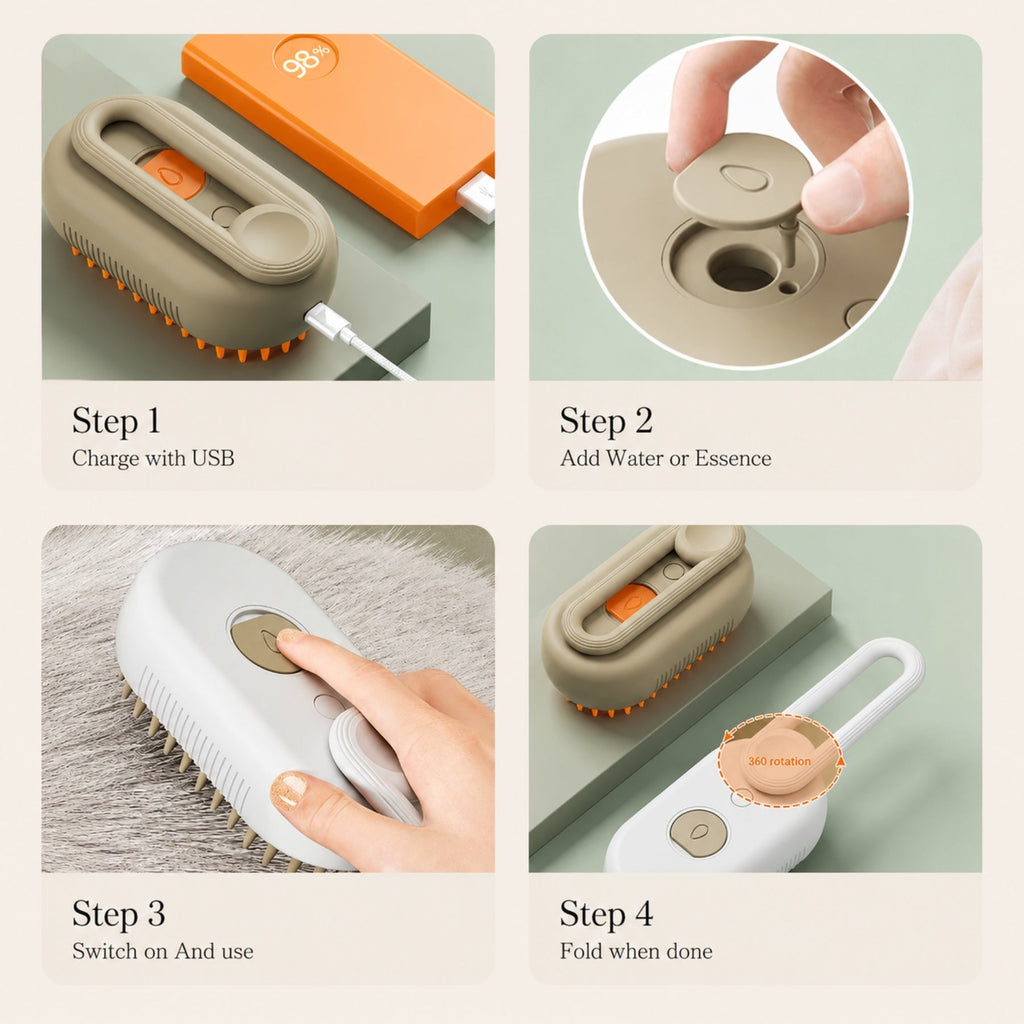 Steam Pet Grooming Brush for Dogs & Cats – Fur Remover & Deshedding – product image 3