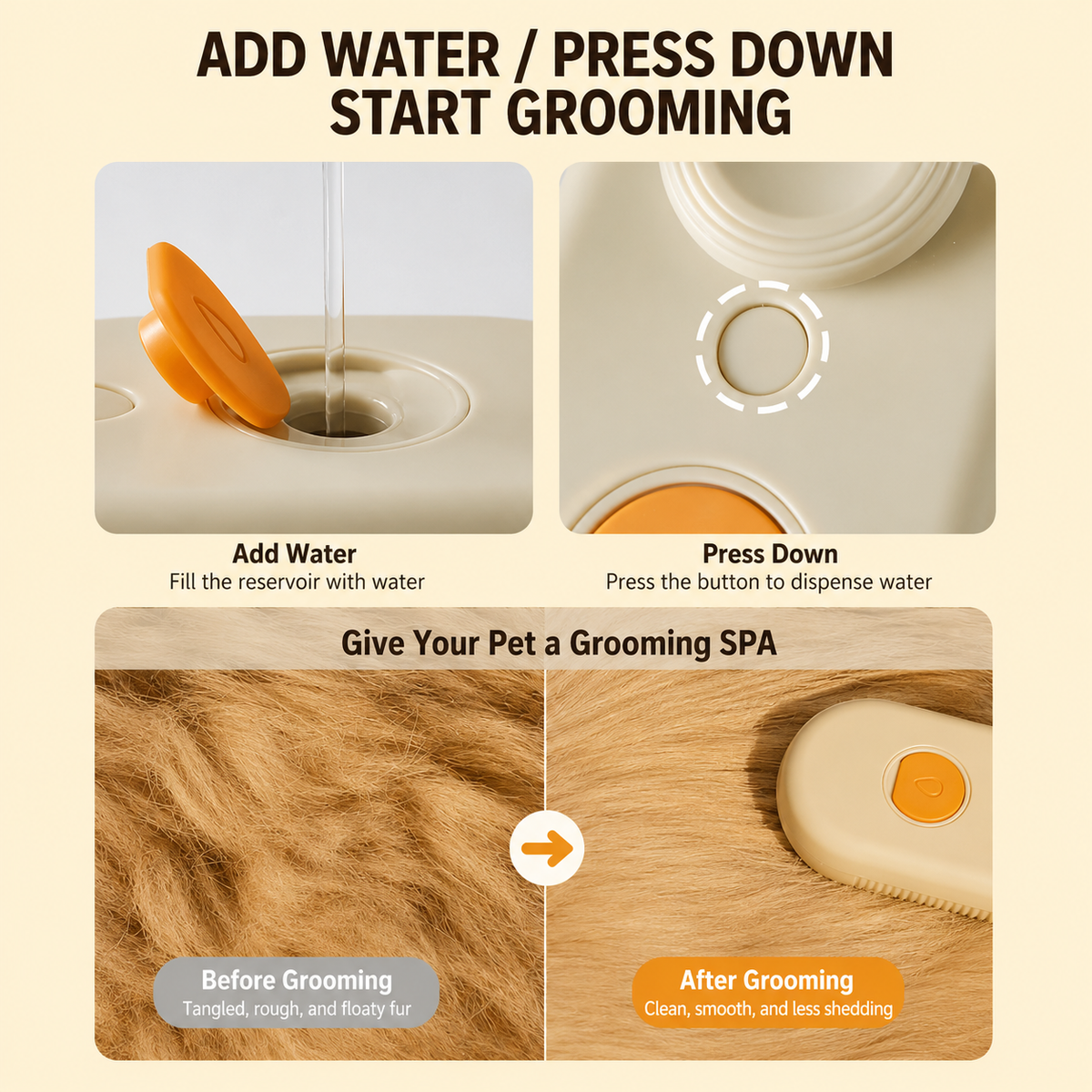 Steam Pet Grooming Brush for Dogs & Cats – Fur Remover & Deshedding – product image 4
