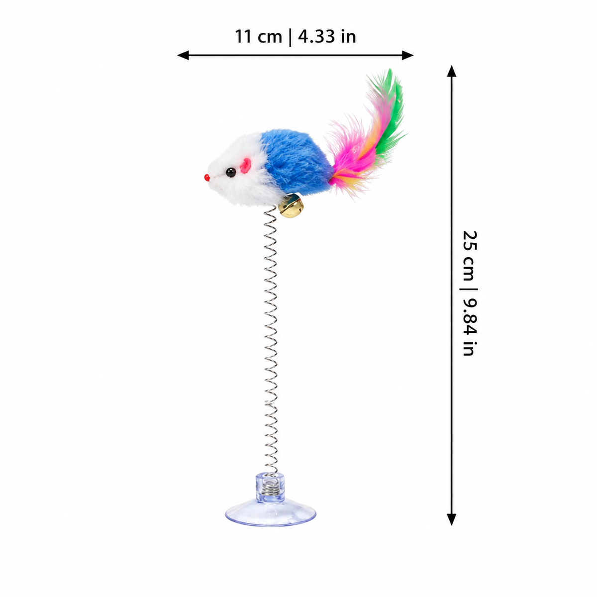 Size guide for suction cup mouse cat toy