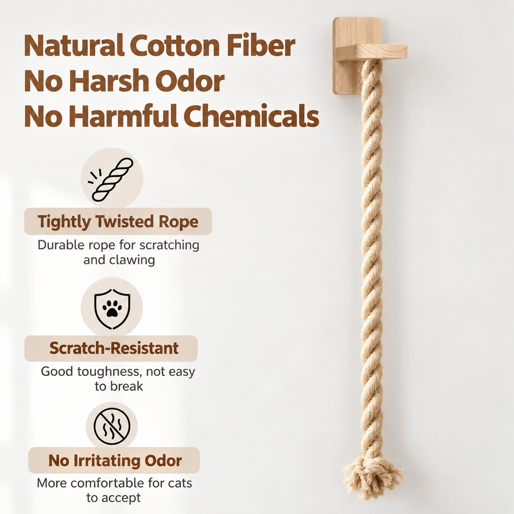 Key features of the wall-mounted cotton cat climbing rope shown