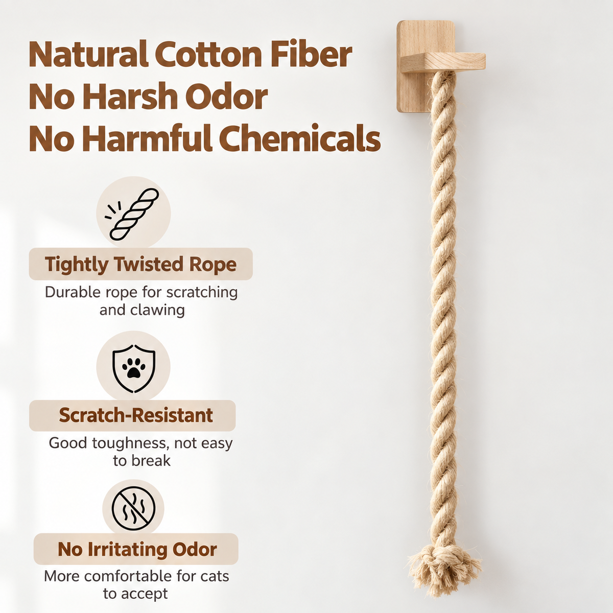 Key features of the wall-mounted cotton cat climbing rope shown