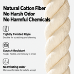 Close view of the rope material on the wall-mounted cotton cat climbing rope