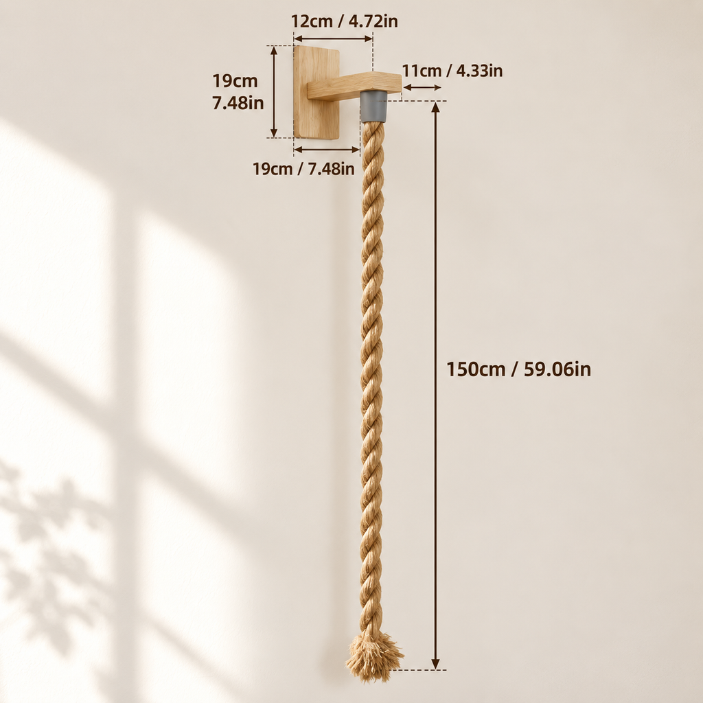 Size guide for wall-mounted cotton cat climbing rope
